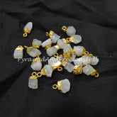 Natural Rainbow Moonstone Pendant Connectors, Moonstone Connectors, Electroplated Single Bail Connectors, Sold By Piece